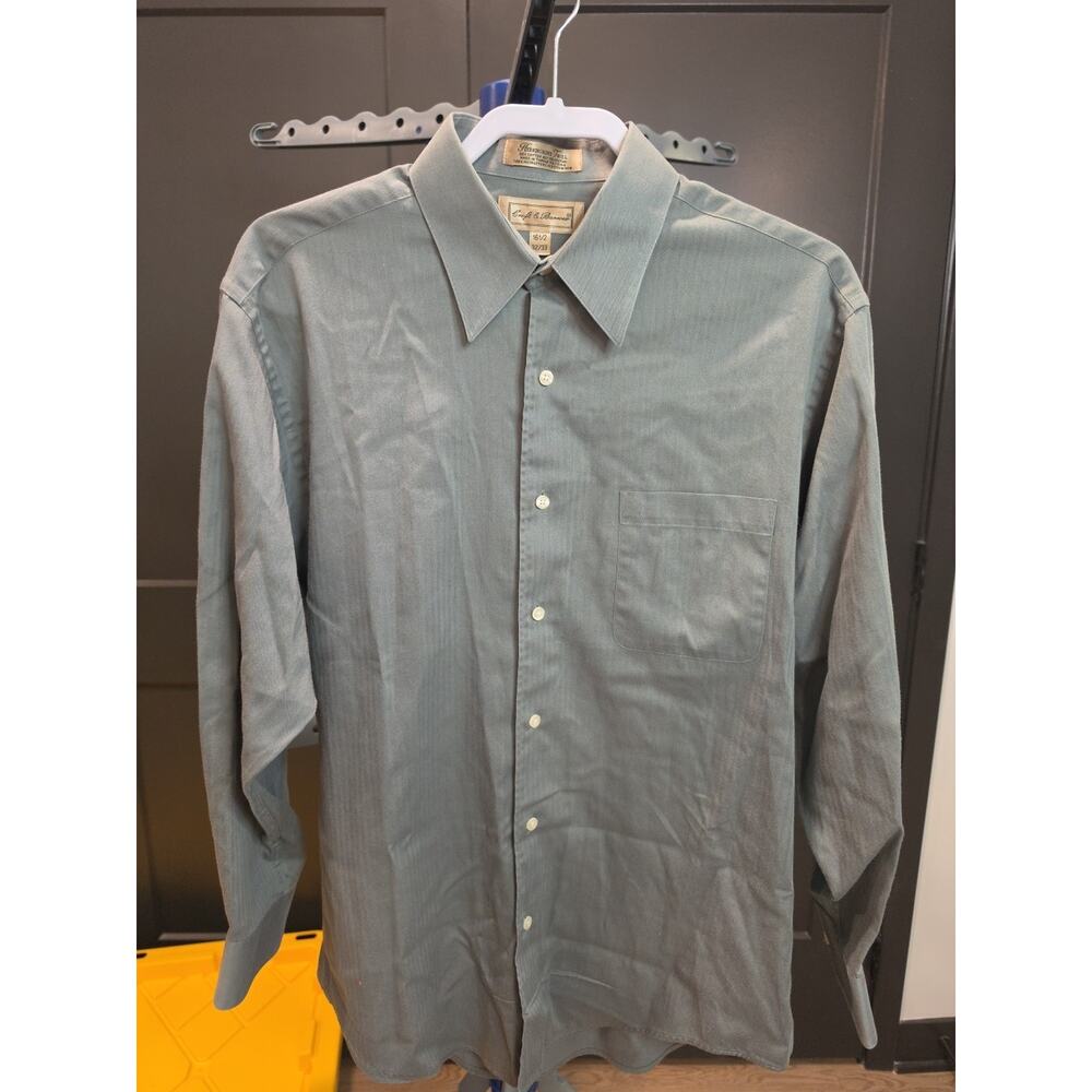 Croft & Barrow Mens Classic Fit Button Long Sleeve Shirt Green‎ Size 16.5 32/33